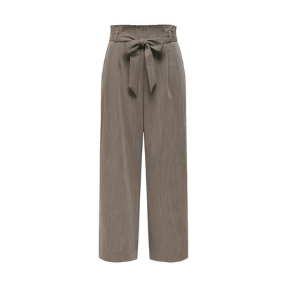Beige Viscose Casual Pants