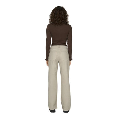Beige Cotton Relaxed Fit Jeans