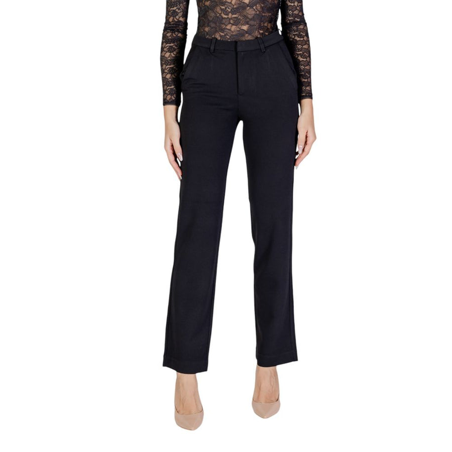Black Recycled Polyester Flared Pants
