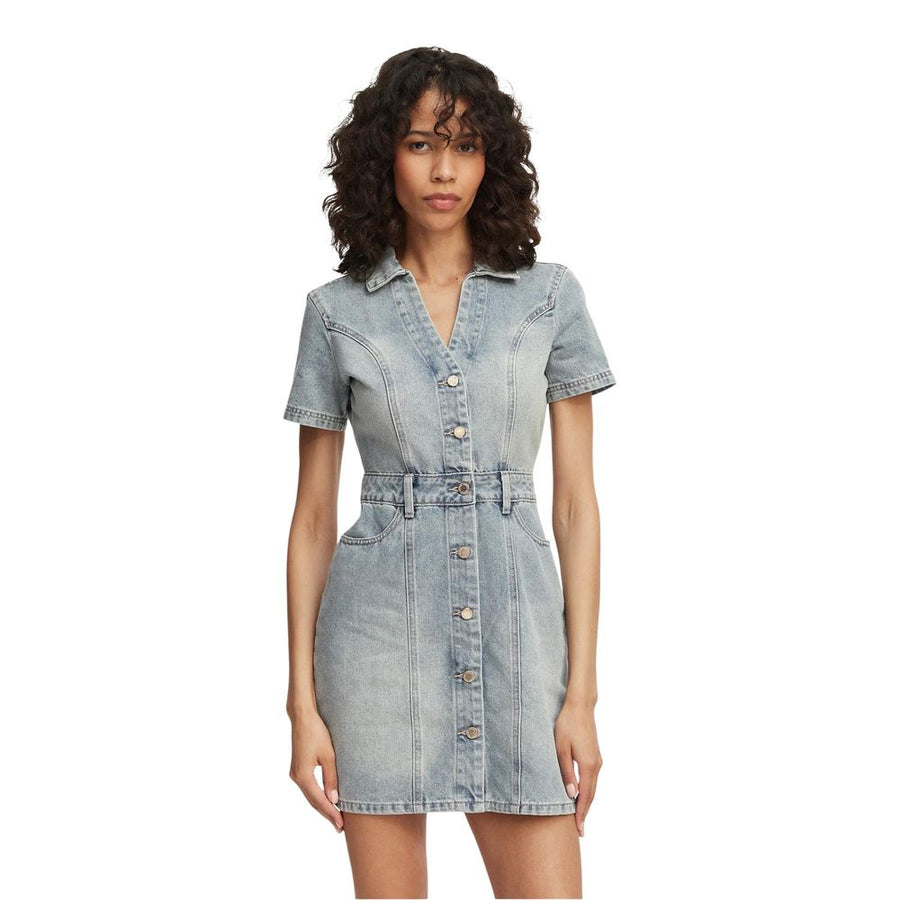 Blue Cotton Midi Dress