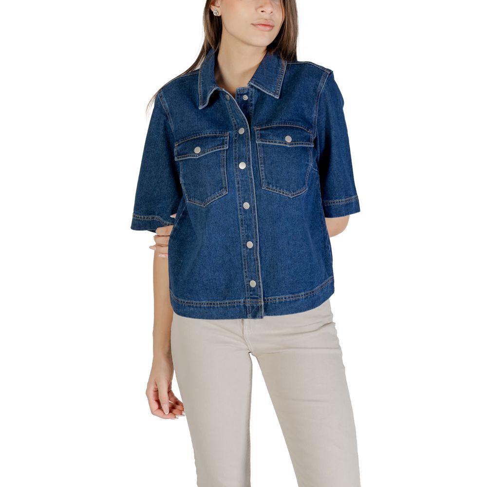 Blue Cotton Shortsleeve Shirt