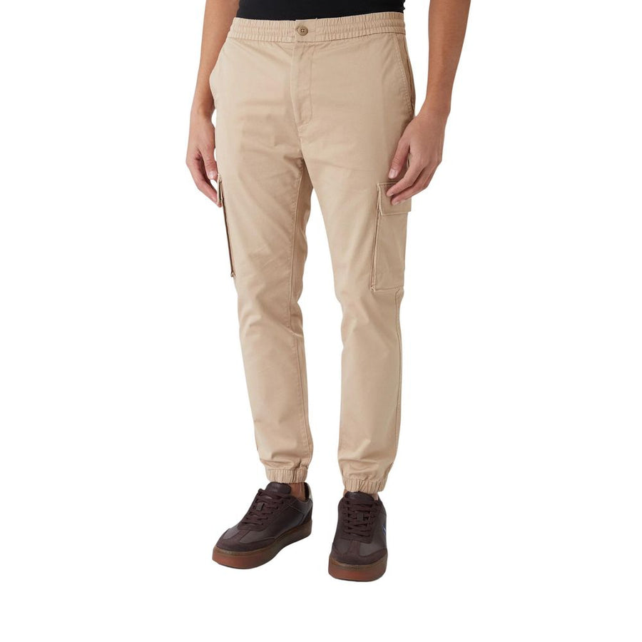 Beige Cotton Cargo Pants