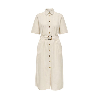Beige Cotton Long Dress