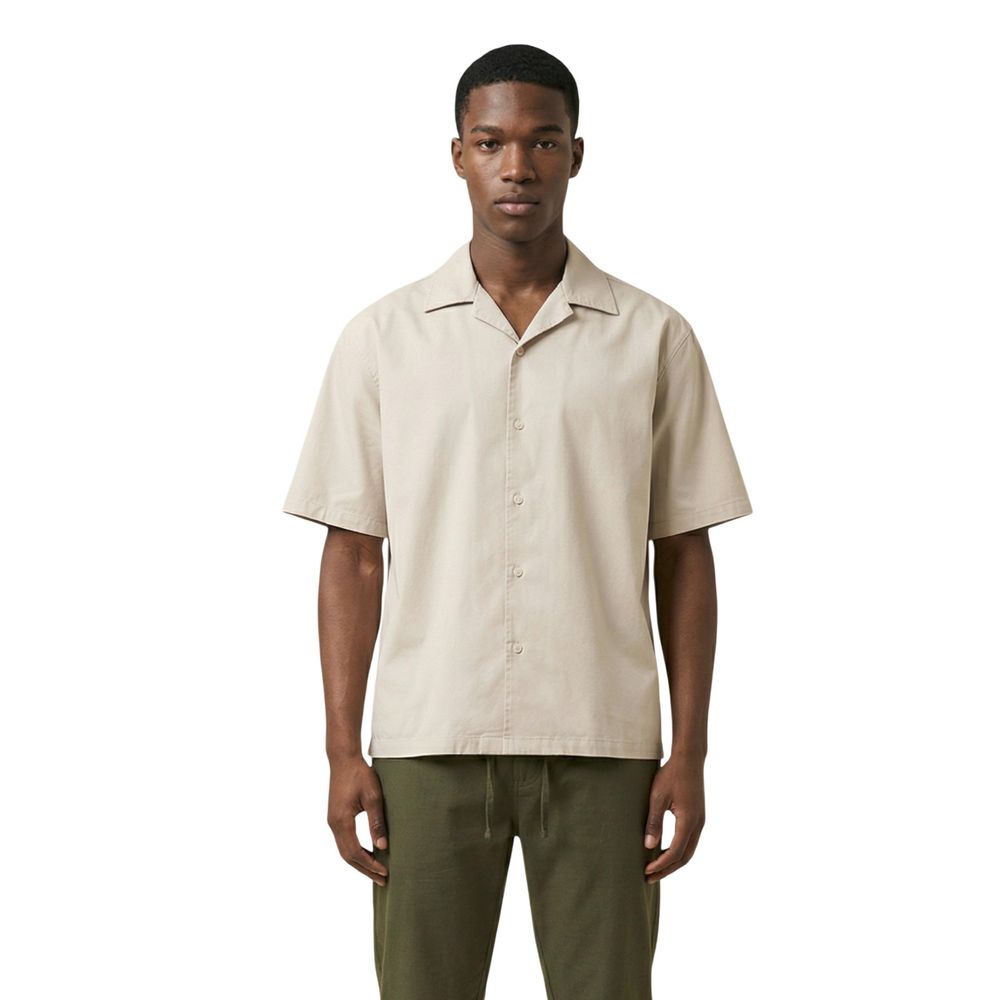 Beige Cotton Shortsleeve Shirt