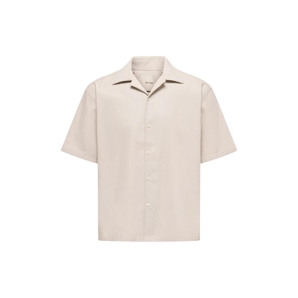 Beige Cotton Shortsleeve Shirt