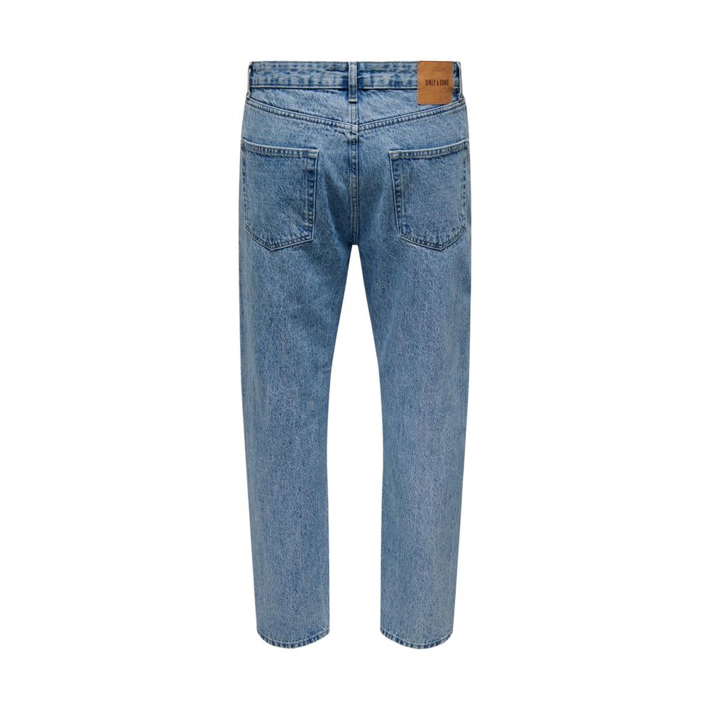 Light Blue Cotton Relaxed Fit Jeans