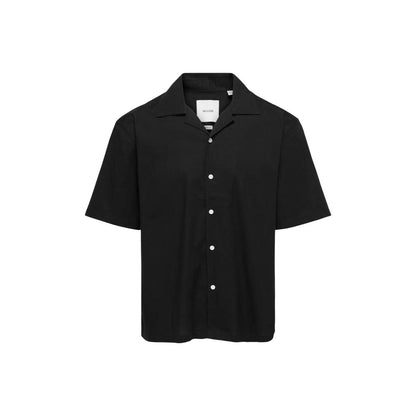 Black Cotton Shortsleeve Shirt