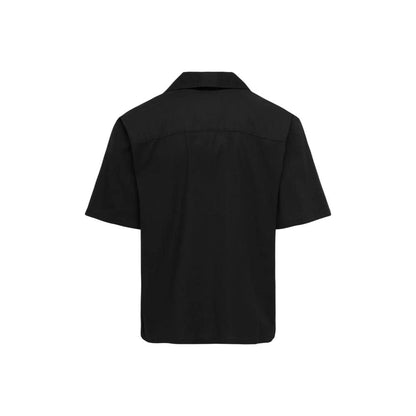 Black Cotton Shortsleeve Shirt