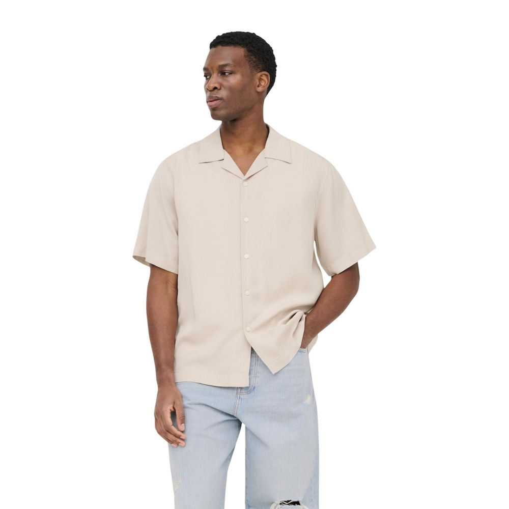 Beige Tencel Shortsleeve Shirt