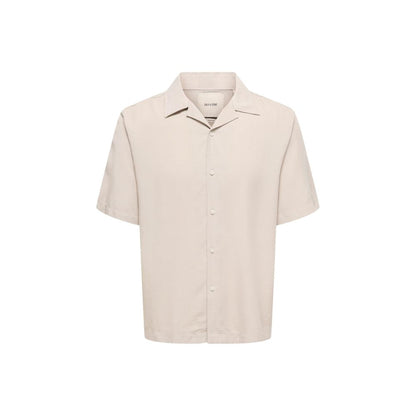 Beige Tencel Shortsleeve Shirt