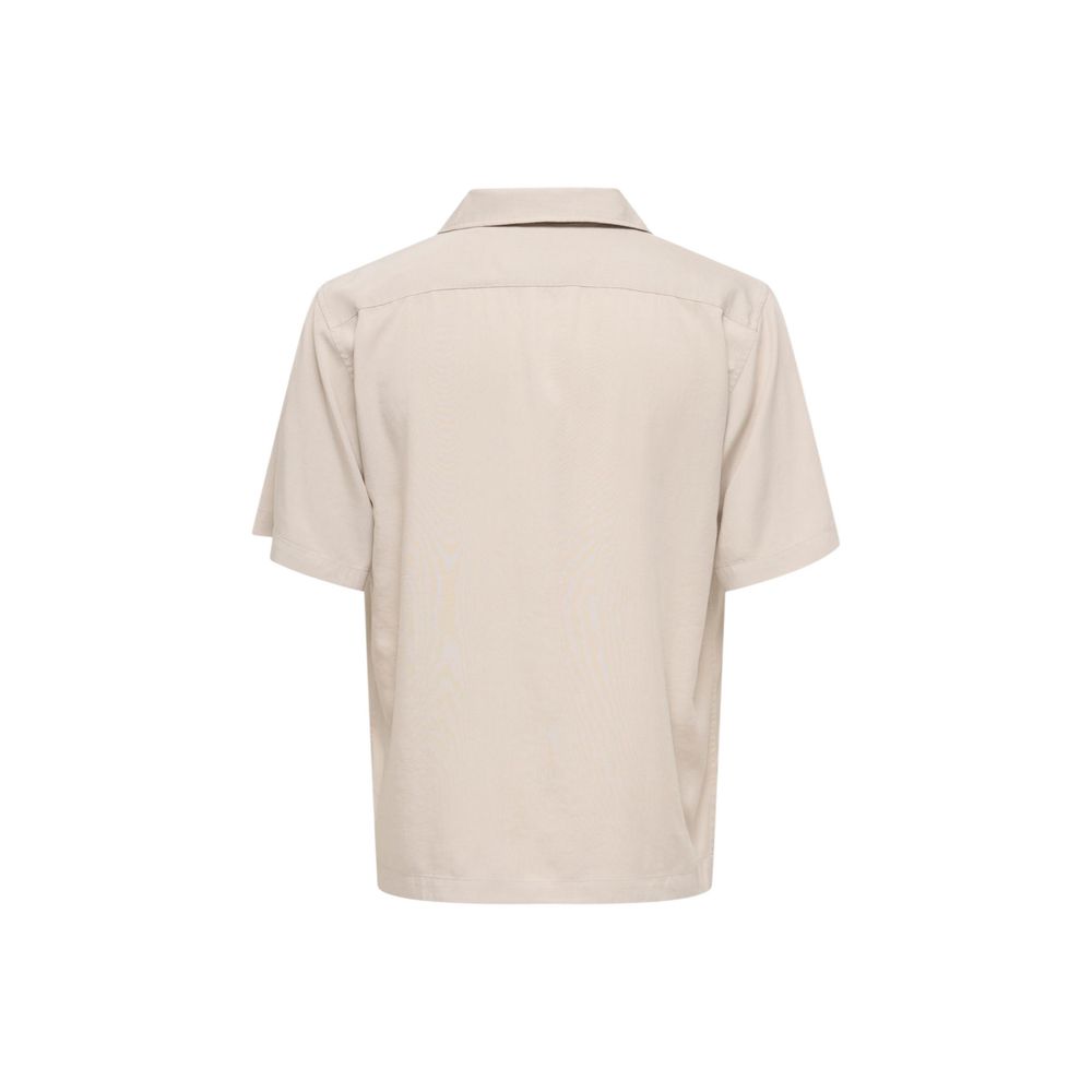 Beige Tencel Shortsleeve Shirt