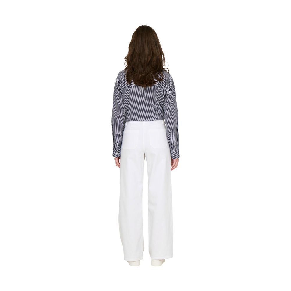 White Cotton Flared Pants