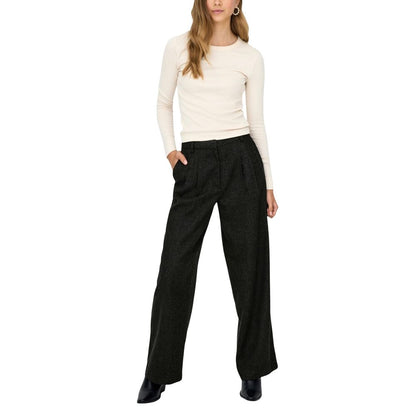 Black Polyester Flared Pants
