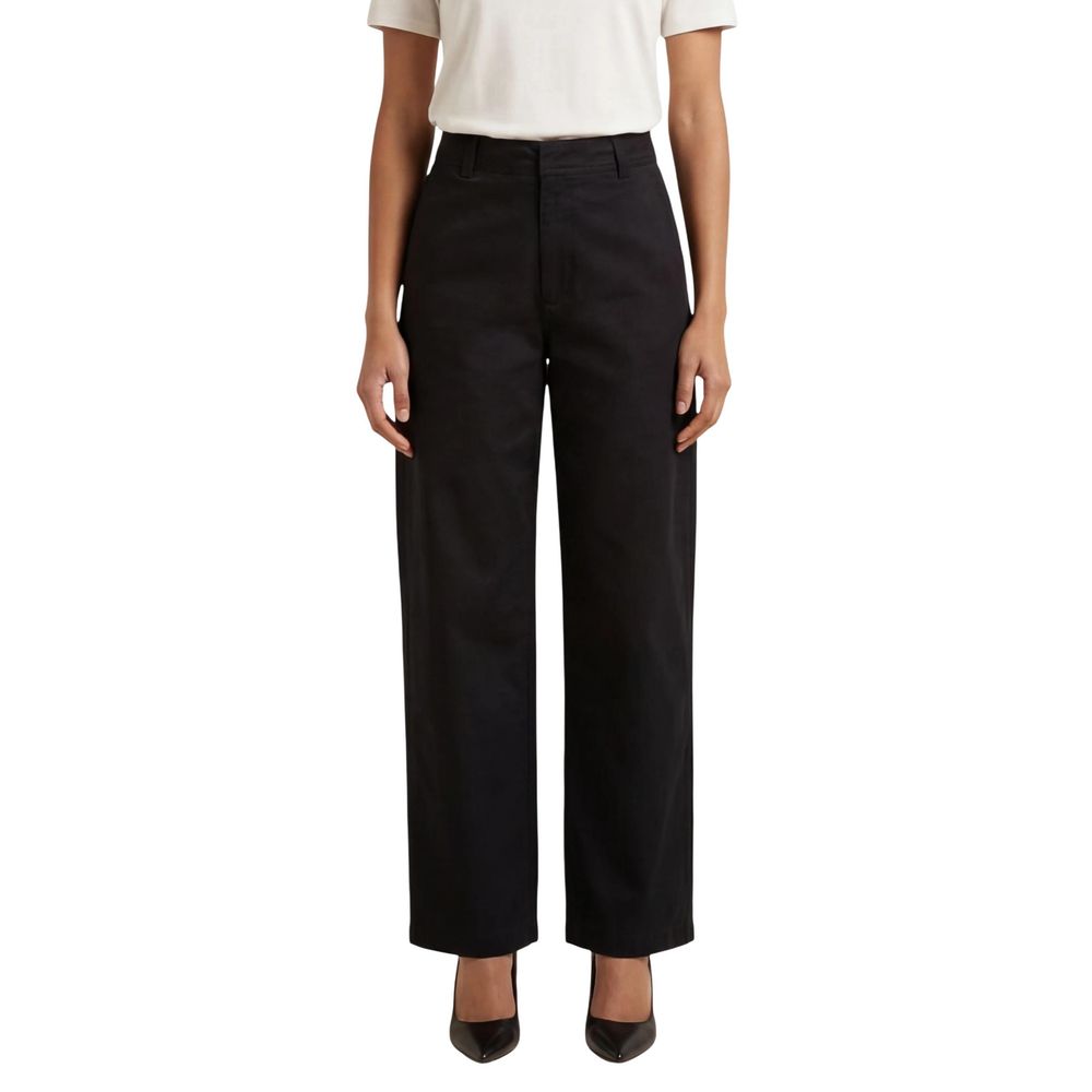 Black Cotton Casual Pants