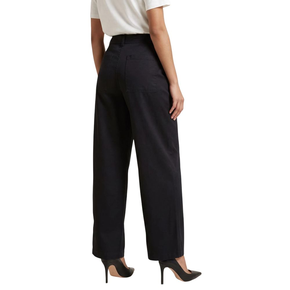 Black Cotton Casual Pants