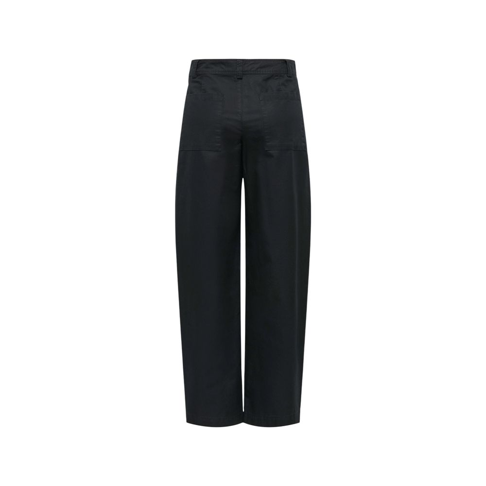 Black Cotton Casual Pants