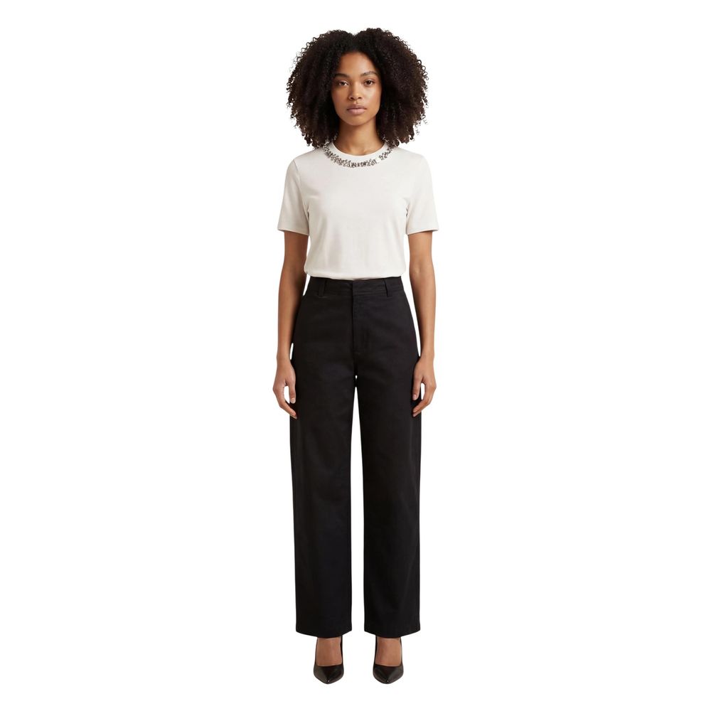 Black Cotton Casual Pants