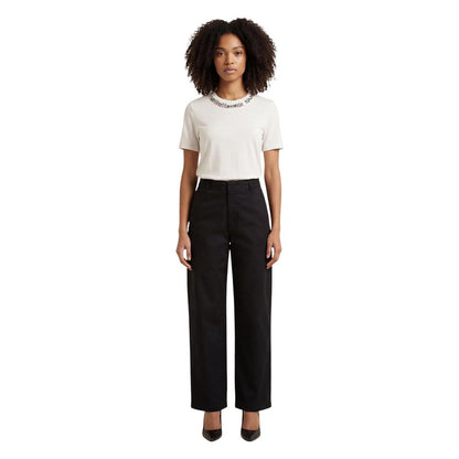 Black Cotton Casual Pants