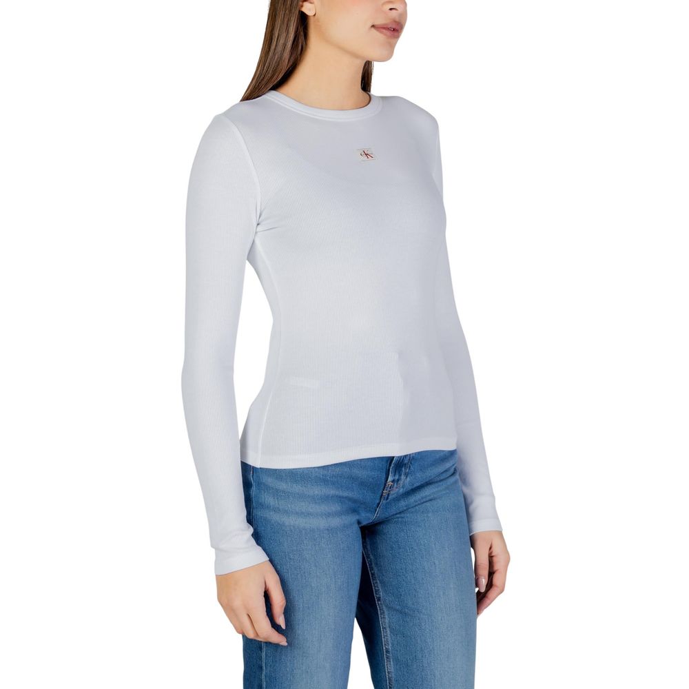 White Cotton Long Sleeve T-Shirt