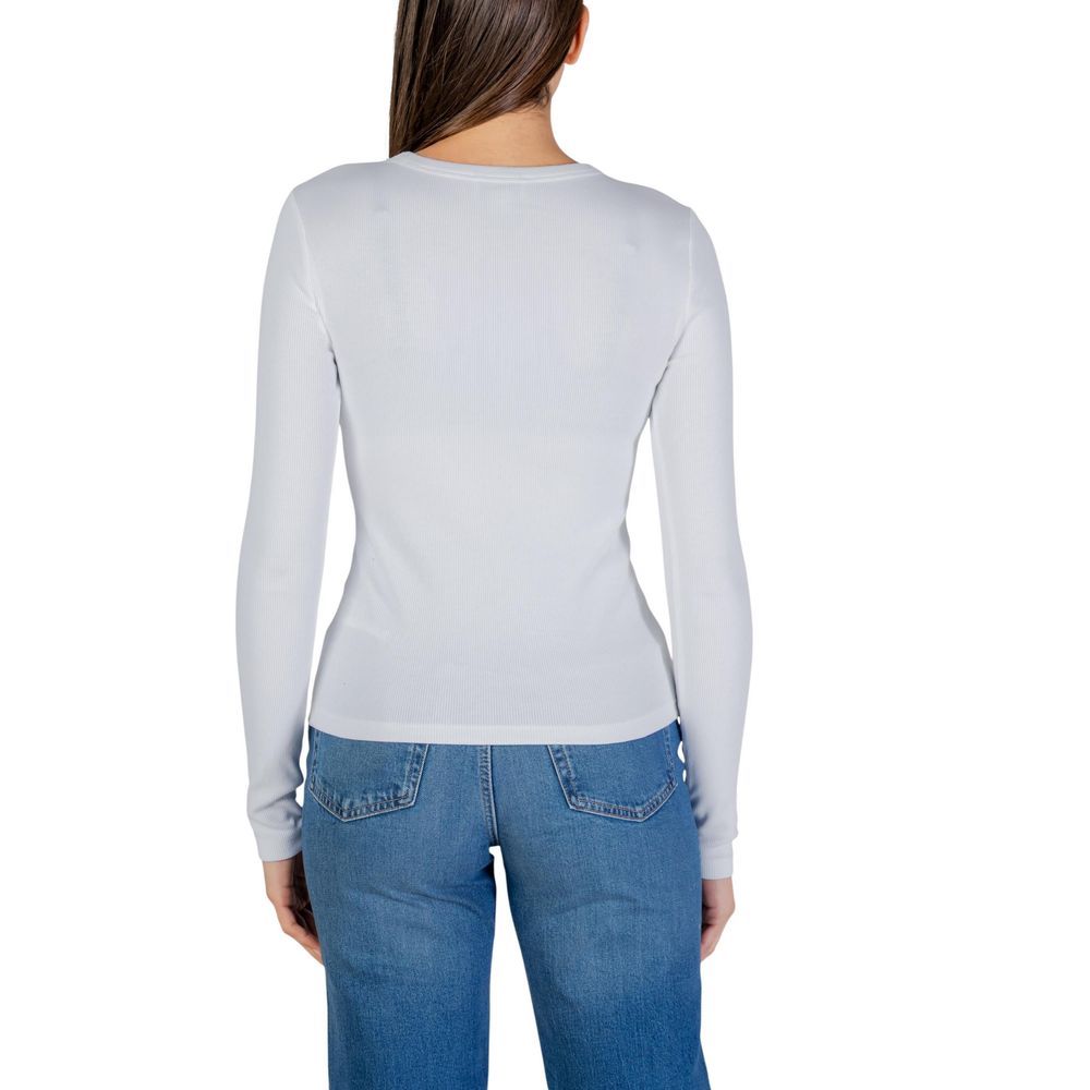 White Cotton Long Sleeve T-Shirt