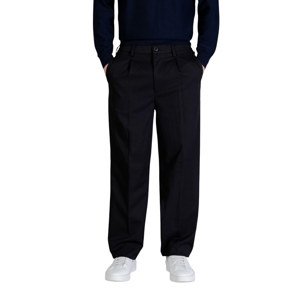 Black Recycled Polyester Casual Pants