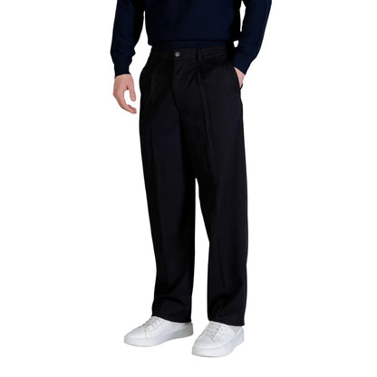 Black Recycled Polyester Casual Pants