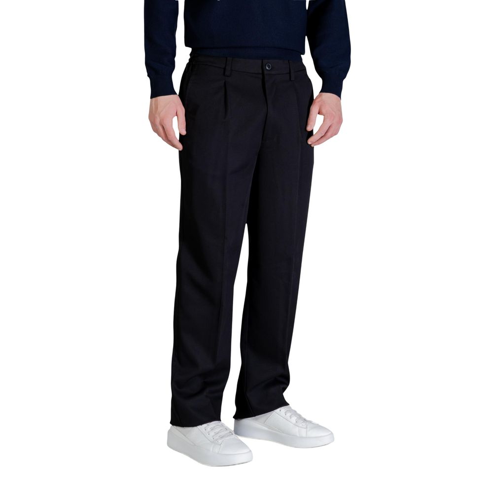 Black Recycled Polyester Casual Pants