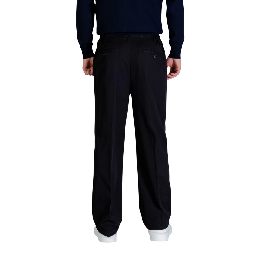 Black Recycled Polyester Casual Pants