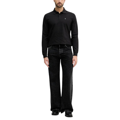Black Cotton Long Sleeve T-Shirt