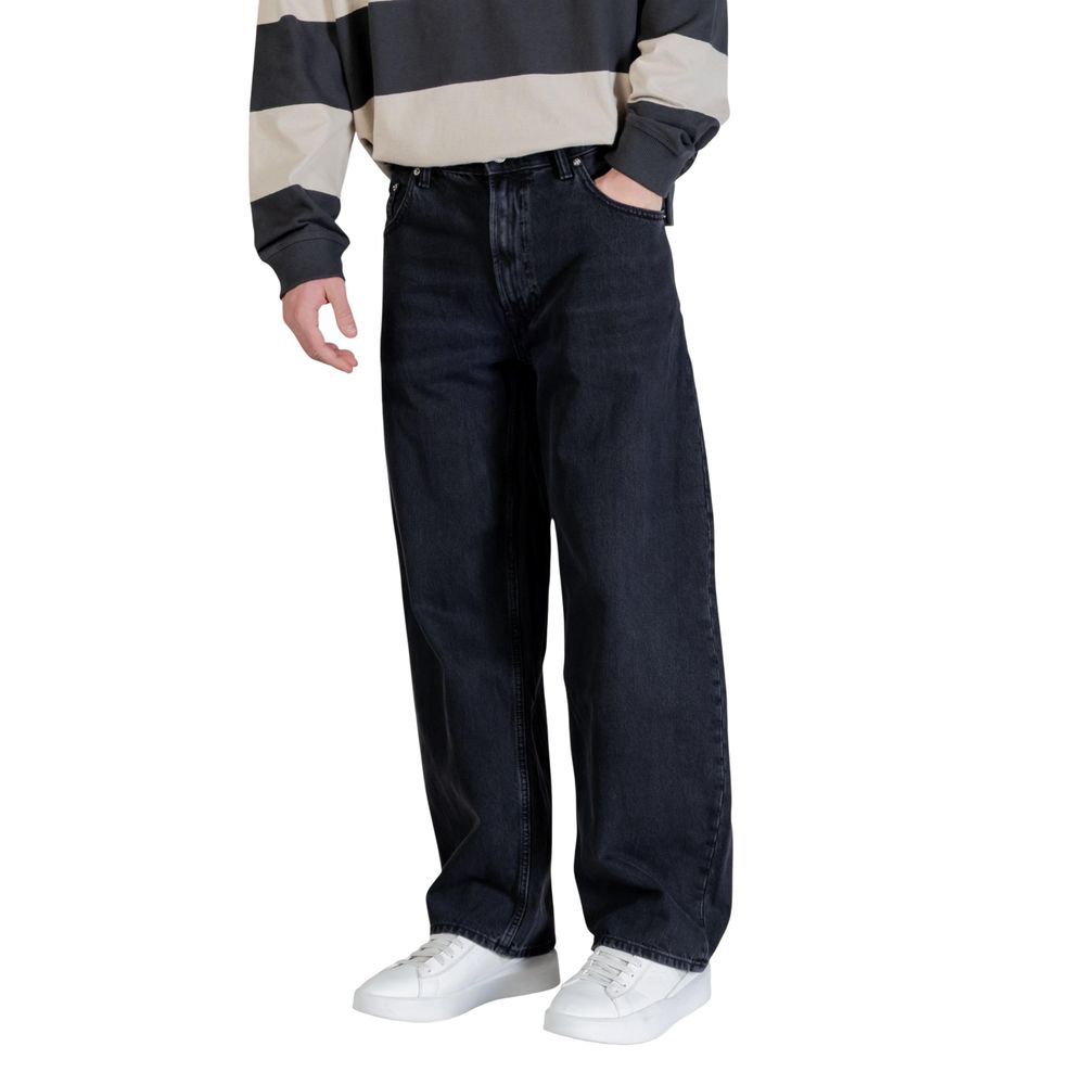 Black Cotton Relaxed Fit Jeans