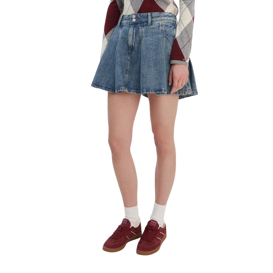Blue Recycled Cotton Mini Skirt