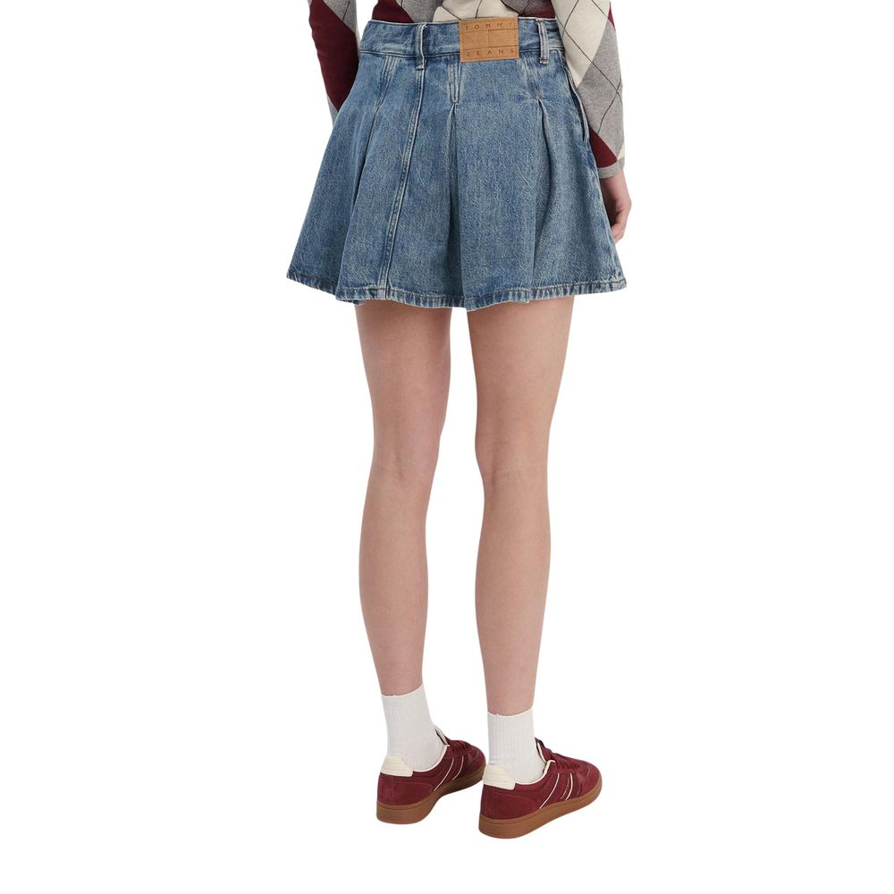 Blue Recycled Cotton Mini Skirt
