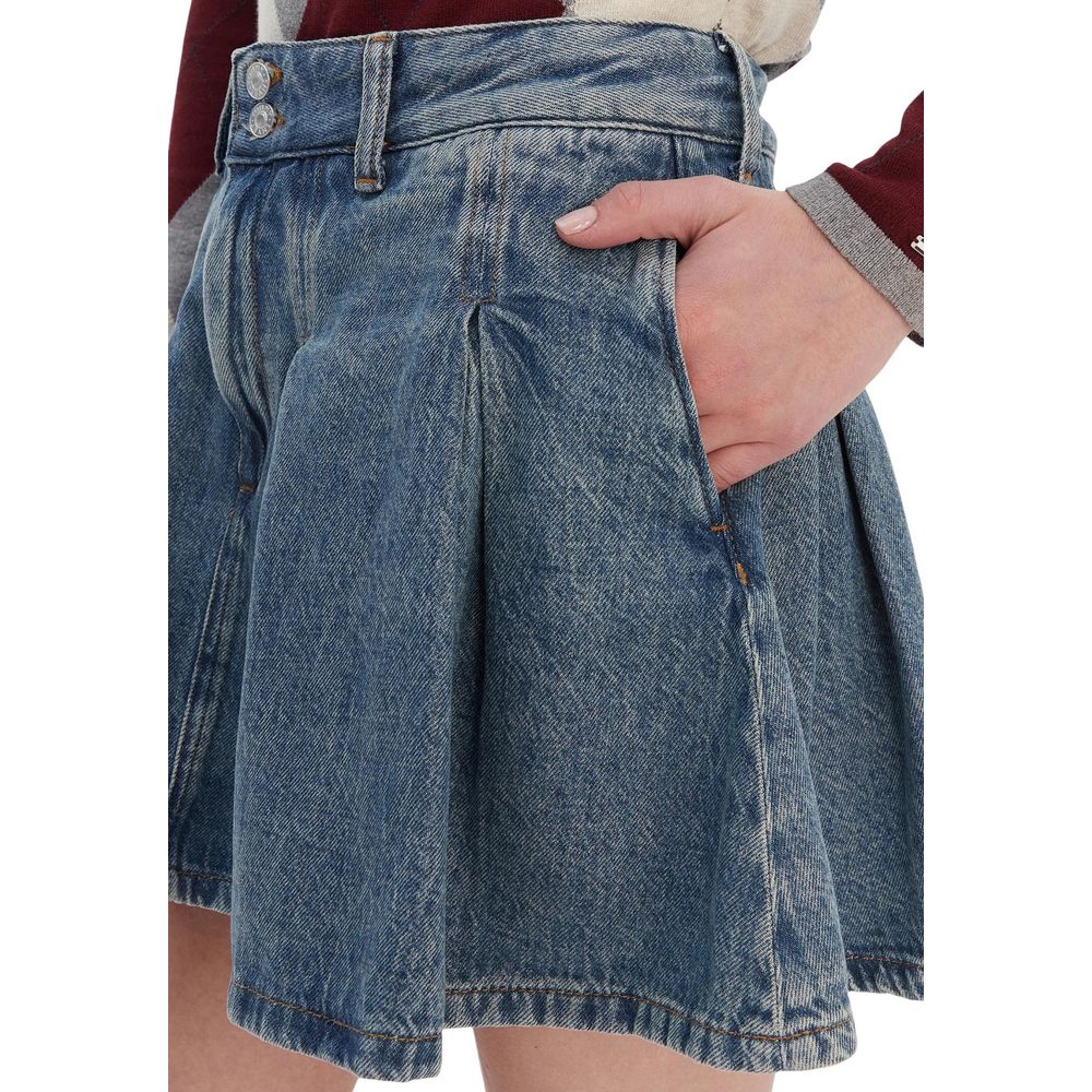 Blue Recycled Cotton Mini Skirt