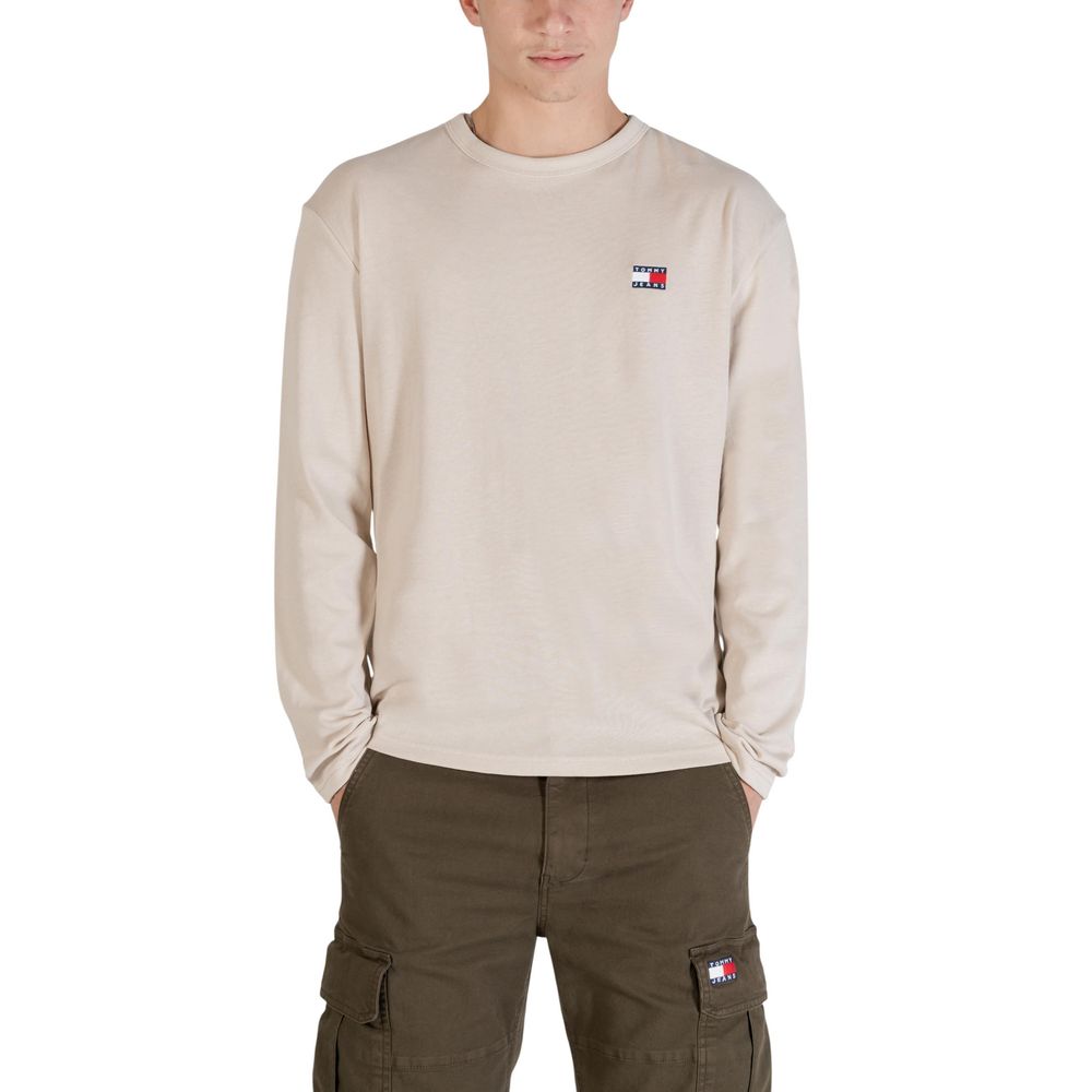 Beige Recycled Cotton Long Sleeve T-Shirt