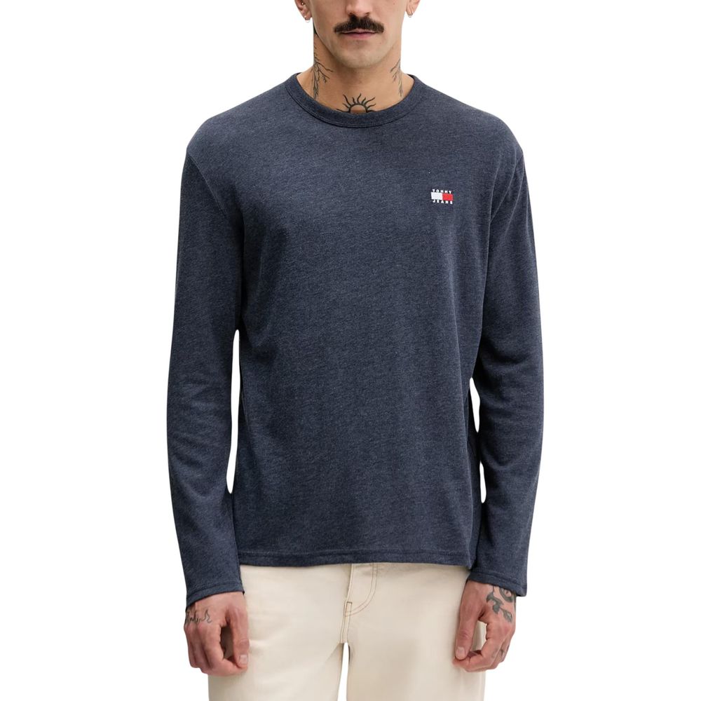 Blue Recycled Cotton Long Sleeve T-Shirt