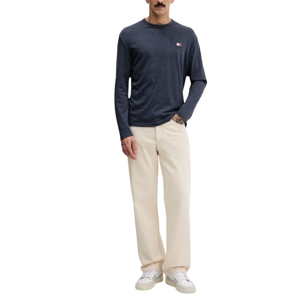 Blue Recycled Cotton Long Sleeve T-Shirt