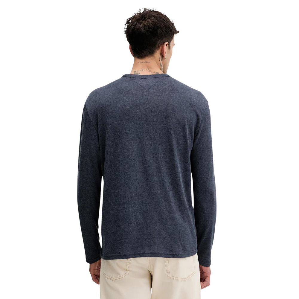 Blue Recycled Cotton Long Sleeve T-Shirt
