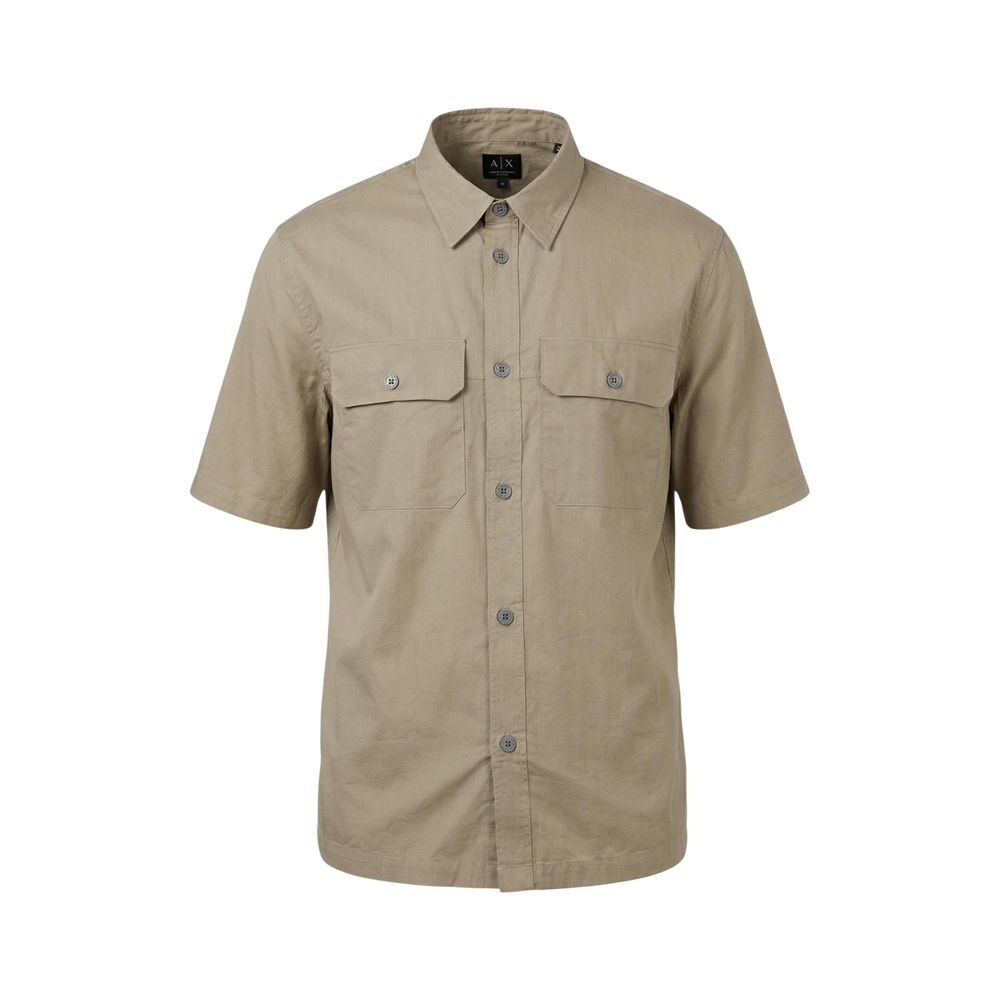 Beige Cotton Shortsleeve Shirt