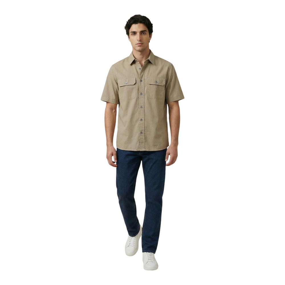 Beige Cotton Shortsleeve Shirt
