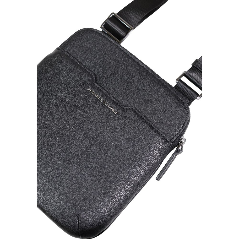 Black Polyester Messenger Bag