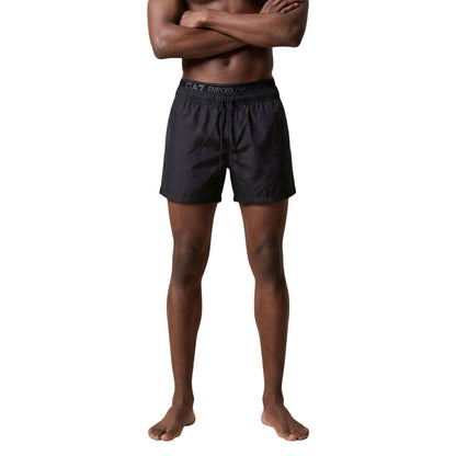 Black Polyester Swim Shorts