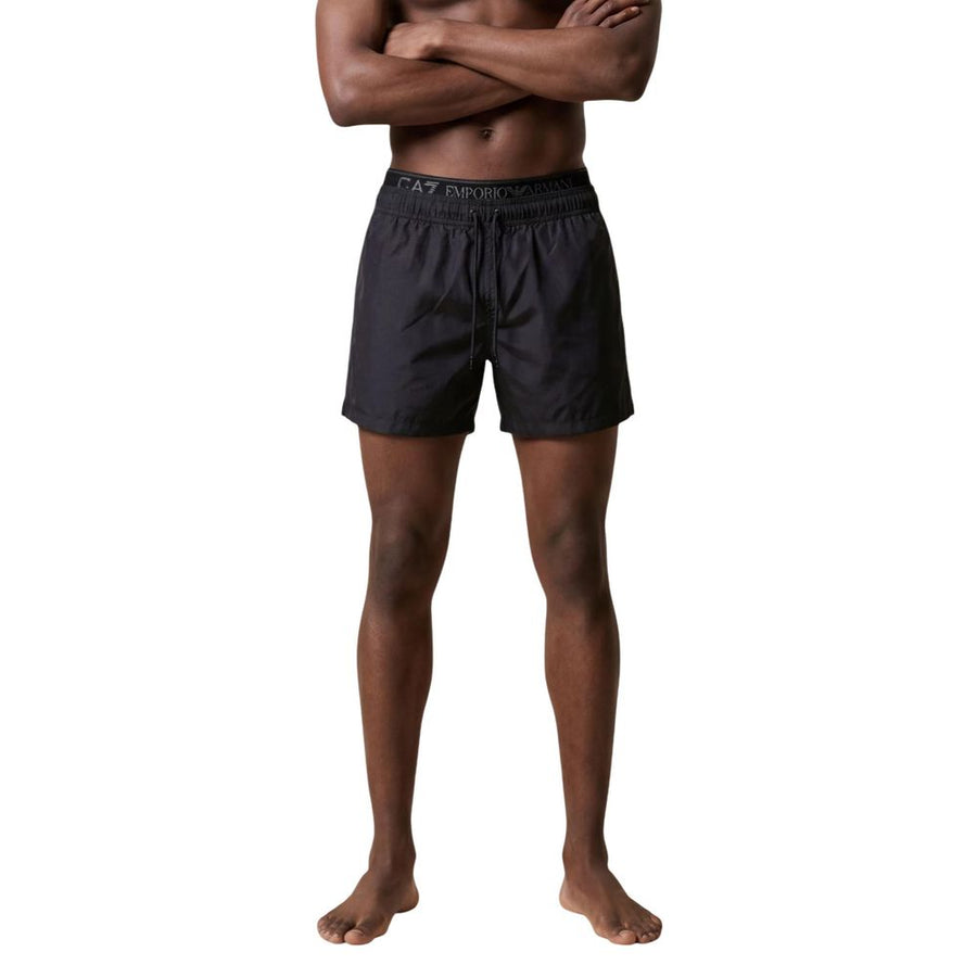 Black Polyester Swim Shorts