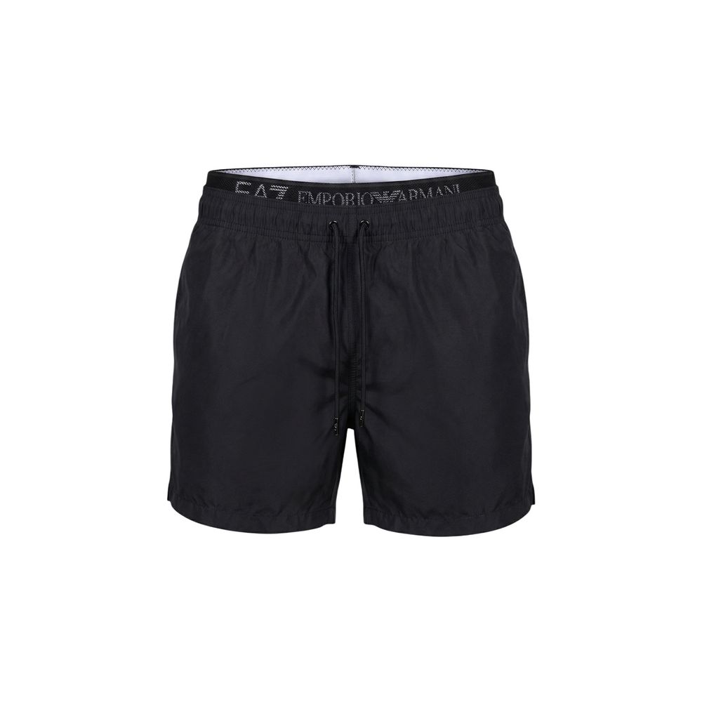 Black Polyester Swim Shorts
