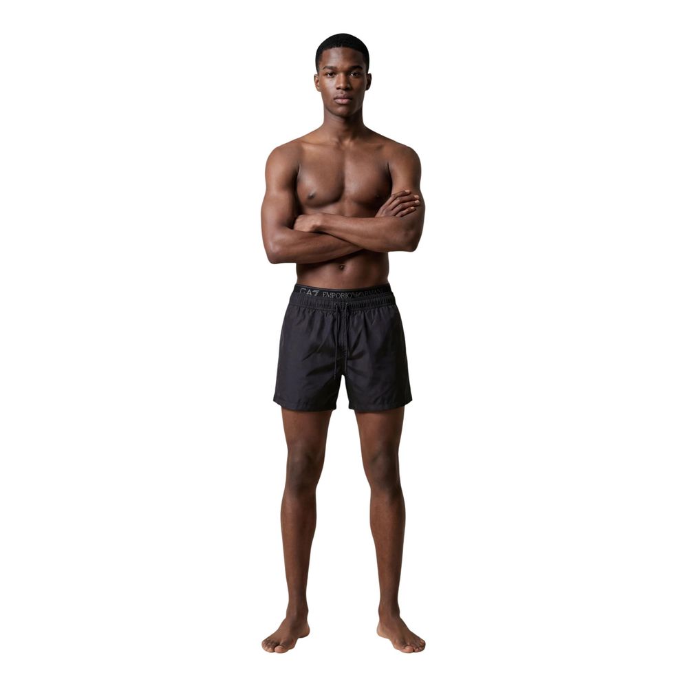 Black Polyester Swim Shorts