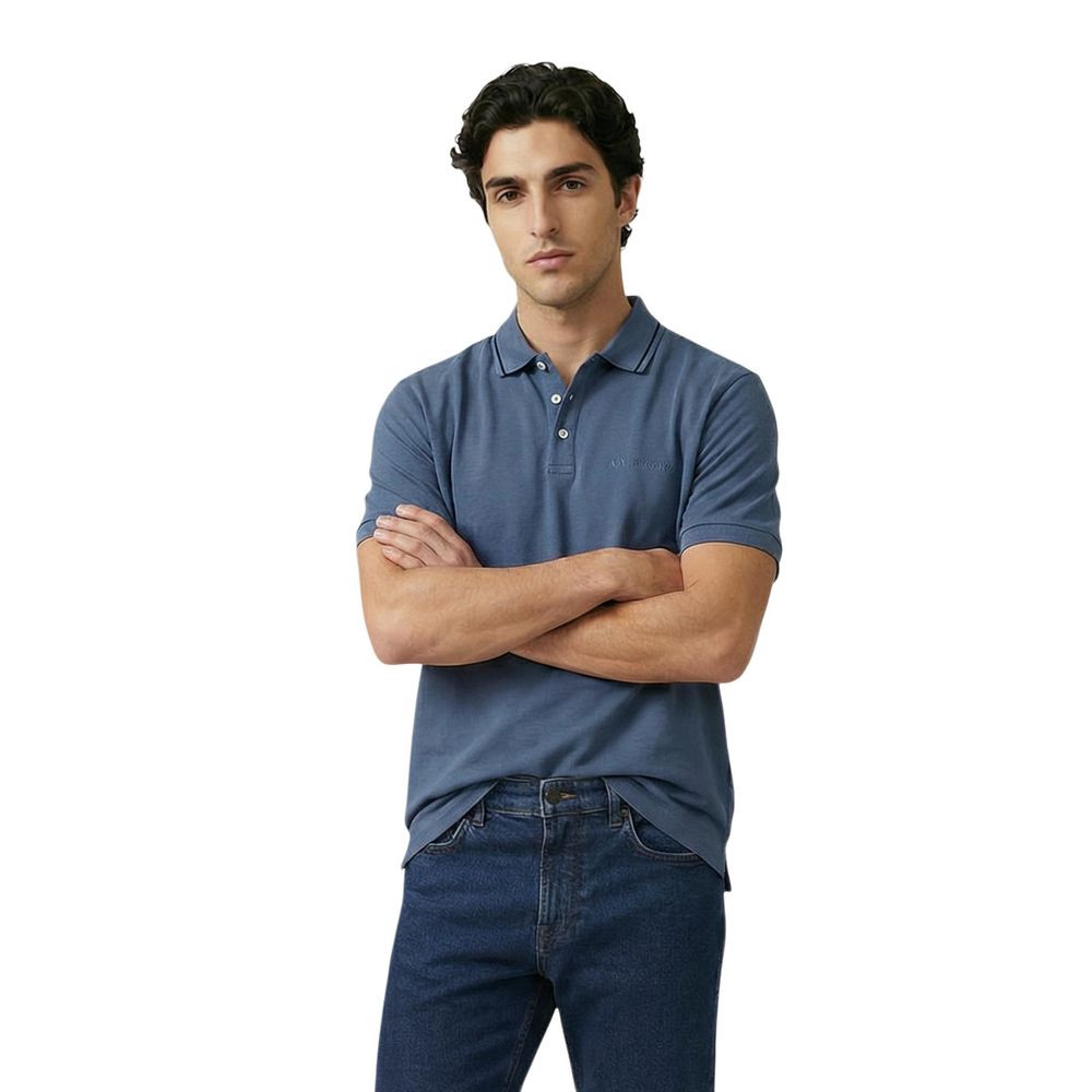 Blue Cotton Polo Shirt
