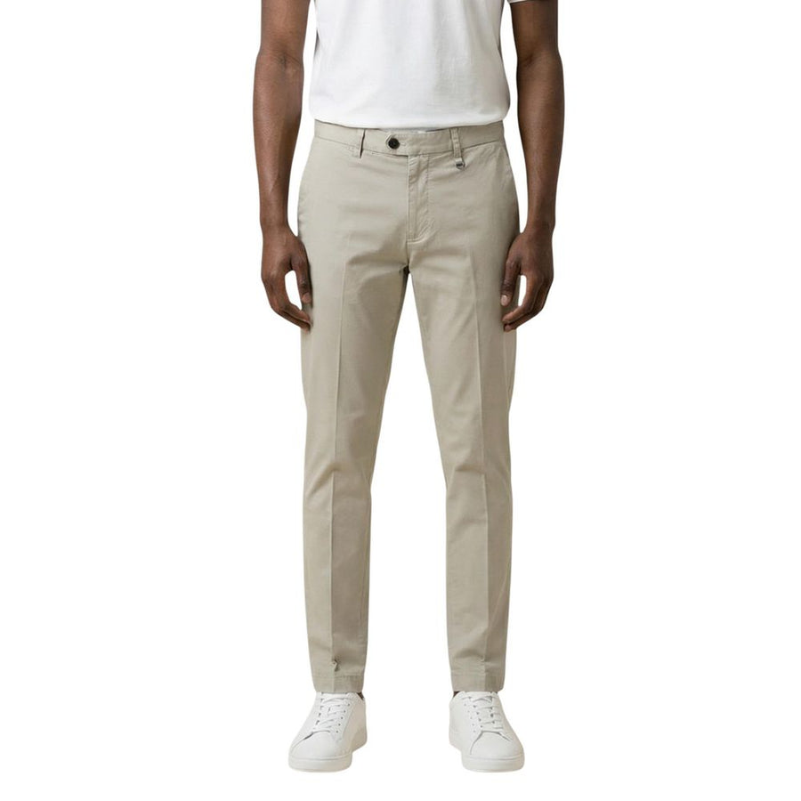 Beige Cotton Skinny Pants