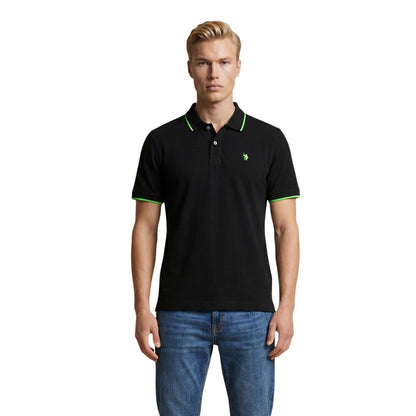 Black Cotton Polo Shirt