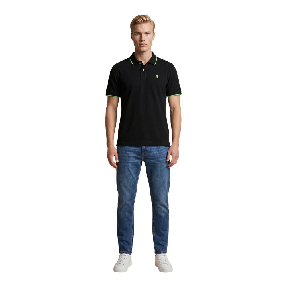 Black Cotton Polo Shirt