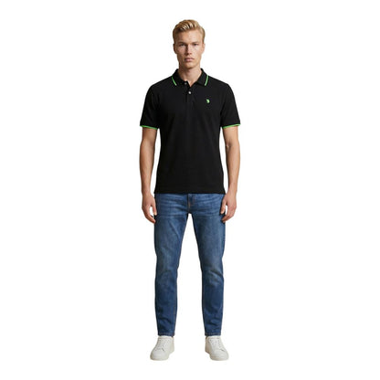 Black Cotton Polo Shirt