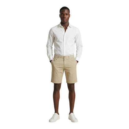 Beige Cotton Bermuda Shorts